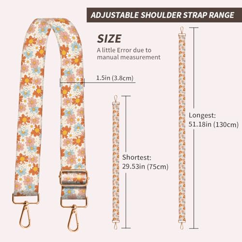 Image of Purse Strap Replacement Crossbody, 3.8cm Wide Shoulder Strap Adjustable Replacement Belt Gold Buckle