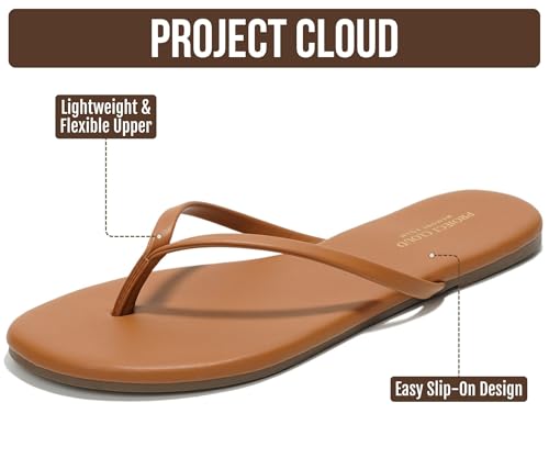 Image of Project Cloud Flip Flops for Women Footwear- Lightweight and Memory Foam Insole Sandals for Women 2026 - Durable Non-Slip Beach Essentials Flats for Women Sandals (Foundations)