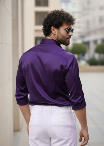 Image of IndoPrimo Men's Stylish Satin Shirt for Party and Casual Wear - Exclusive Designer Full Sleeve Shirt for Men - Pilar