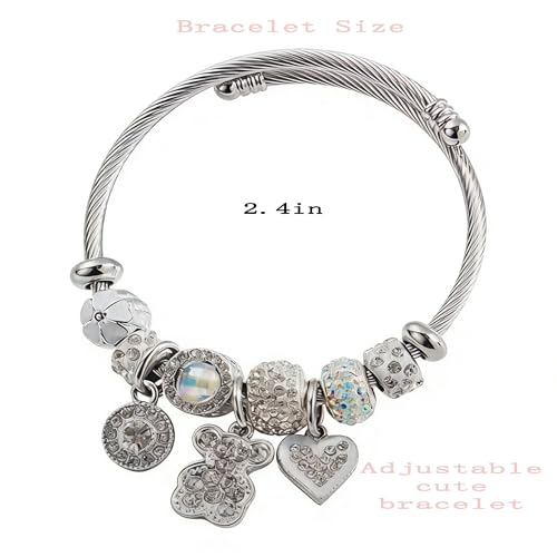 Image of YouLuo Cute Necklace Charm Bracelet Set,Personalized Jewelry Gift for Women | Cute Charm Bracelet, Adjustable Stainless Steel Bracelet, Anime Cartoon Accessories Bracelets for Women Gift and Friendship