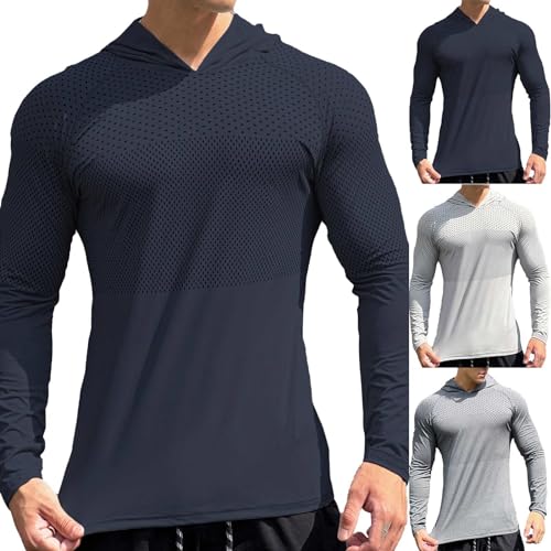 Breathable Athletic Hoodies for Men Stretch Cooling Long Sleeve Quick Dry Lightweight Sun Protection Compression T-Shirt4