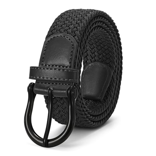 JASGOOD Women Elastic Braided Woven Belt Stretch Canvas Casual Belt 1.4'' for Golf Jeans Pants