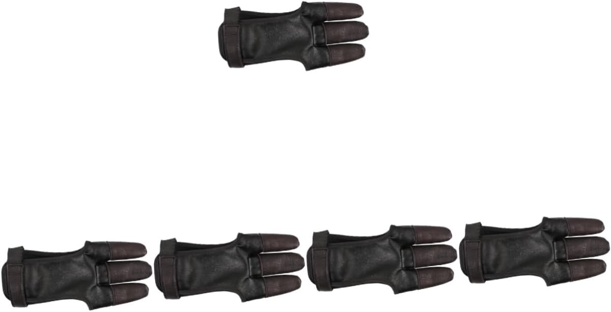 BESPORTBLE 5pcs Cowhide Archery Glove Bow Arrow Thumb Guard Youth Archery Glove Men Finger Tips Protector for