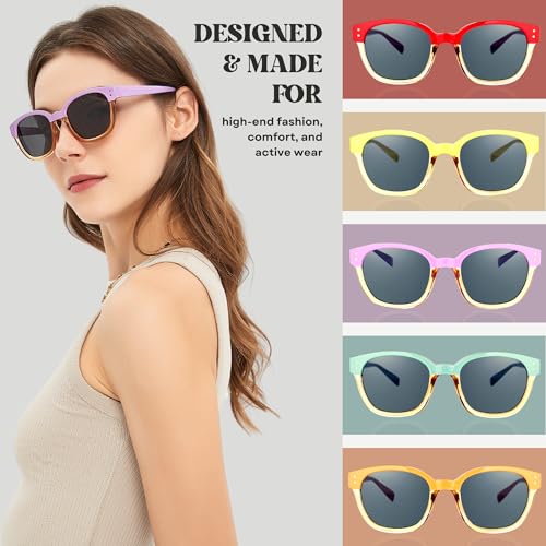 Sunglasses Women's Trendy Two Tone Design | Polarized Lens UV400 100% Protection | Retro Style Oval Frame | Casual & Active - Image 6