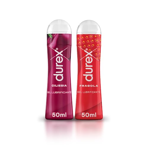Kit Durex gel Cherry & Strawberry 50ml, Lubrificante intimo aroma Ciliegia ed aroma Fragola, 100ml