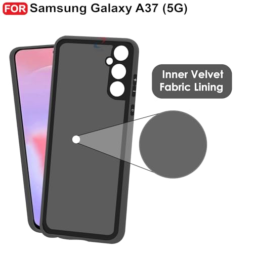 Image of CEDO Back Cover for Samsung Galaxy A37 (5G) | Camera Bump Protection & Inner Velvet Fabric Lining | Ultra Slim Matte Soft Rubberised Case Cover (Black)