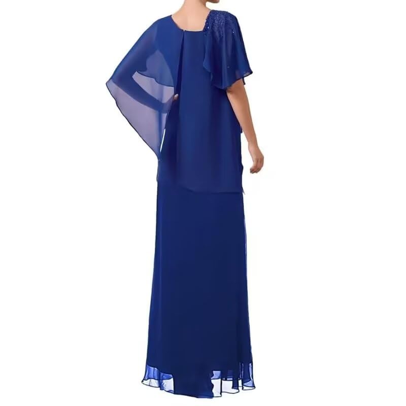 Mother of The Bride Dresses Overlay Cape Chiffon Formal Evening Gowns Long Mother of The Groom Dresses2