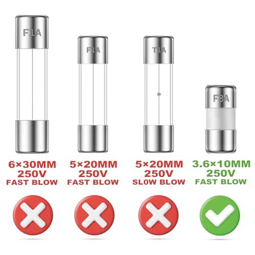 8A 250V Fuse de céramique rapide 3.6X10MM F8A Fuses de remplacement de l'adaptateur universel de transport 8 Amplificateur 250 Volt (paquet de 10pcs)