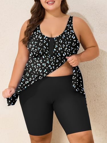 Summer Mae Plus Size Swimsuit Tankini for Women Two Piece Bathing Suit Flowy 2025 Rash Guard Swimwear with Capris Shorts2