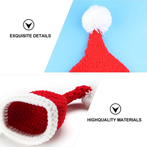 Amosfun 2 Stks Pasgeboren Baby Kerst Kerstman Fotografie Prop Gebreide Haak Hoed Kleding Baby Xmas Vakantie Kostuum Outfits - Afbeelding 3