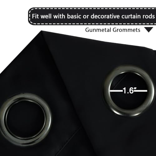 Image of H.VERSAILTEX Blackout Patio Curtains 100 x 102 Inches for Sliding Door Extral Wide Blackout Curtain Panels Thermal Insulated Room Divider - Grommet Top, 8.5' Tall by 8.3' Wide - Jet Black