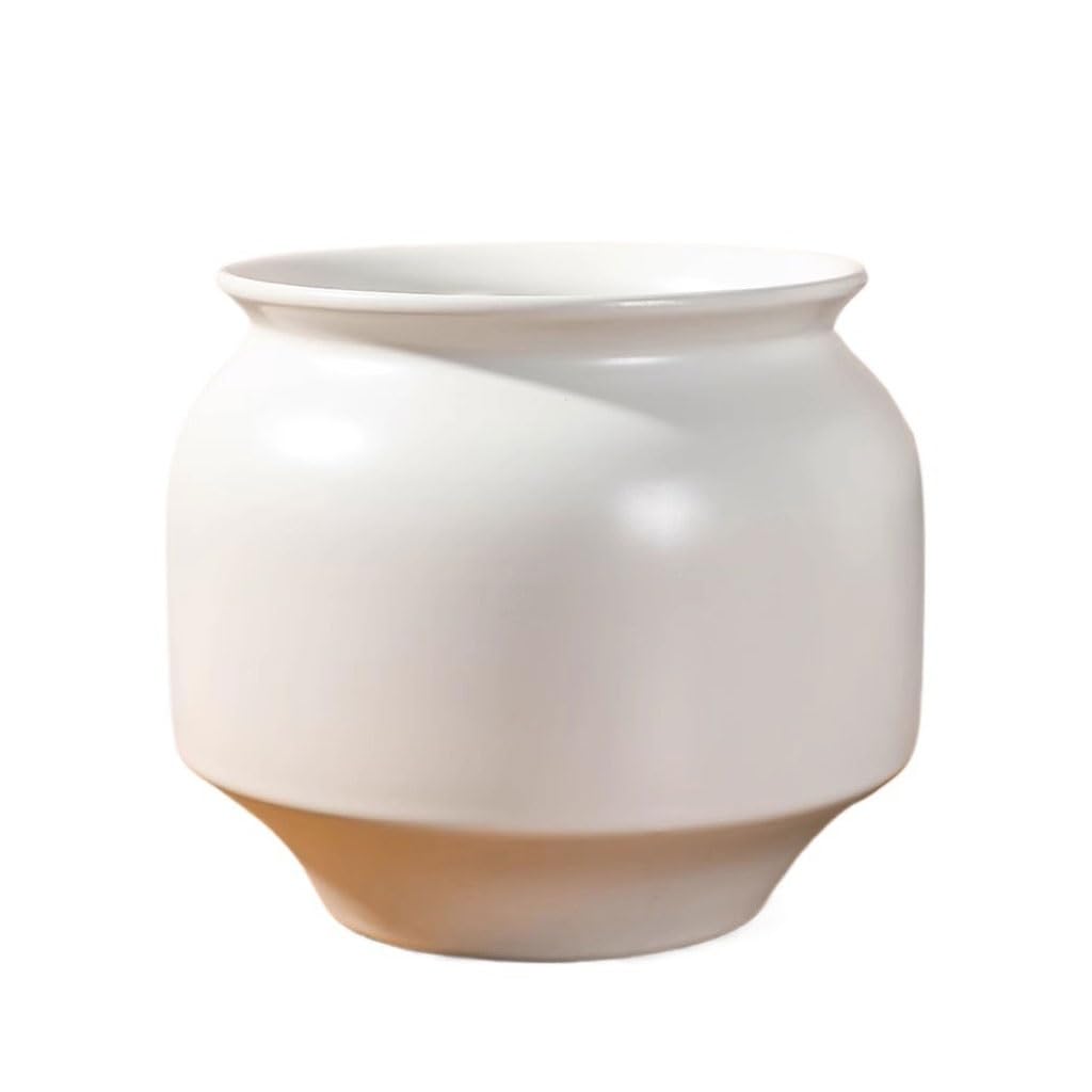 GELASIGE Flower Pots Simple White Zen Orchid Bonsai Flowerpot Home Green Plant Planting Container Outdoor Flower Pots(A)