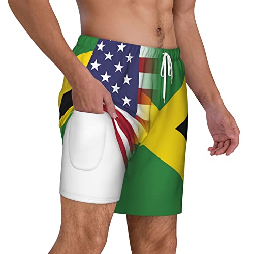 Short de bain homme anti irritation doublure compression intégré maillot de plage drapeau usa