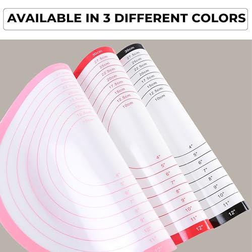 Image of Kraptick Silicone Pie Crust Rolling Mat Oven Liner with Measurement, Cake Baking Silicone Sheet,Pizza Baking Silicone Sheet, Silicone Dough Kneading Mat, Non-Stick Reusable Cake Pan Mat (DMFP585)
