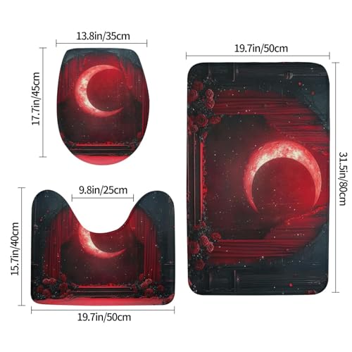 Juego de 3 alfombras de baño de estilo gótico alfombrilla lavable rosas 3