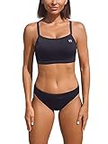 SYROKAN Damen Sport Badeanzug Bikini Set Bikinioberteil mit Licht Gepolstert Schwarz S