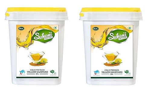 Image of Organic Cold Pressed Yellow Mustard Oil (10 Litre) Cold Pressed /Wood Pressed Oil | Pile Sarso /Yellow Mustard Kachi Ghani Ka Tel by (Suhani) EYWA