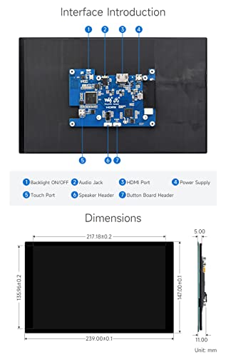 Image of waveshare 10.1inch Capacitive Touch LCD IPS Display, 1280x800 Resolution, HDMI Interface, Compatible with Raspberry Pi 5 /4B /3B /Zero /Zero W /Zero 2W /Pico /Pico W /Pico WH, Support Jetson Nano /PC