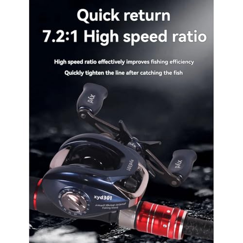 Moulinet baitcasting gauche double frein pour pêche carnassier eau douce mer