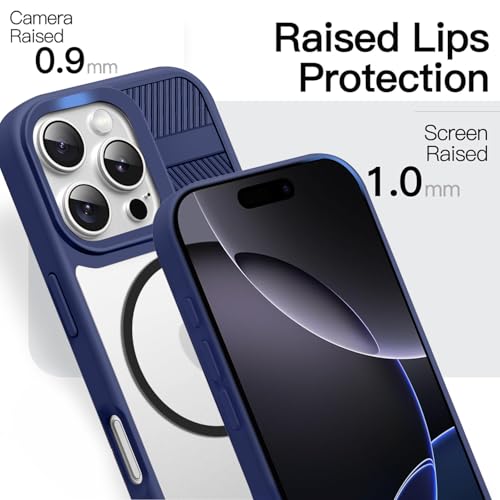 Image of KARWAN️ Magnetic Clear Back Case Cover for iPhone 16 Pro Max (6.9-Inch-) |Acrylic Transparent Slim | Shockproof iPhone 16 Pro Max Mobile Phone Back Cover [Clear Back] [TPU + Pc] [Blue]