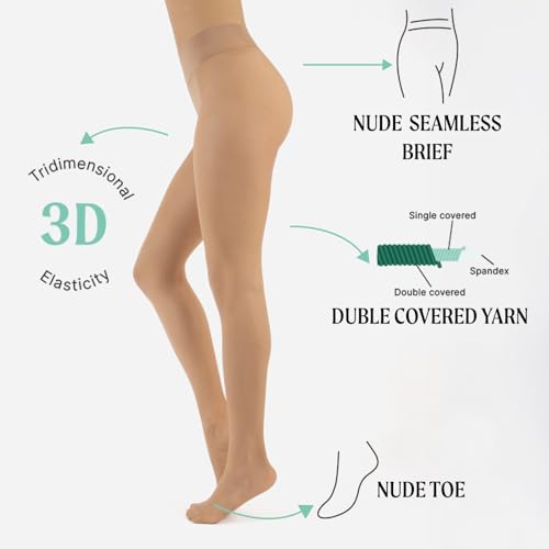 Image of CALZITALY Seamless Sheer Tights, Comfortable Waistband, 15 Denier Pantyhose Multi Colors Made in Italy