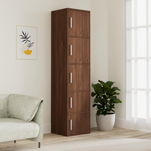 Amazon Brand - Solimo Altamore Engineered Wood 5 Tier Storage Cabinet (Walnut Finish)