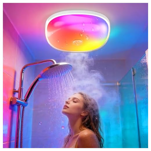 Gotopceed IP65 Waterproof Rechargeable Shower Light - 6″ 300LM Bright, 16 Colors Bathroom Mood Lighting with Touch & Remote, Magnetic Wireless Ceiling/Wall Light for Inside Shower/Bathtub