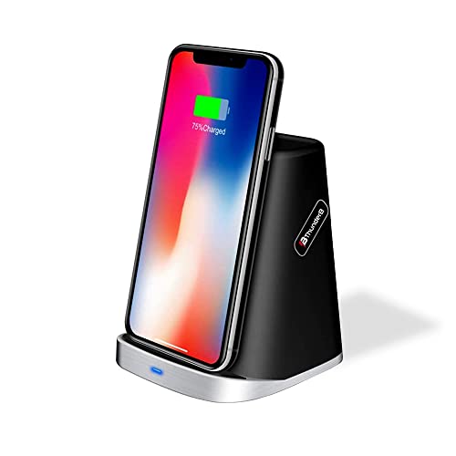 Thunderb Wireless Charger Stand with Accessories Holder - Fast Charging Stand Dock - Compatible with iPhone 14, 13, 12, 11, X, XR, Pro Max, Pro, and Samsung S23, S22, S21, S20, S10, Android