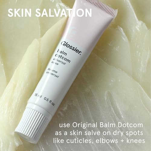 Image of Glossier Balm Dotcom Hydrating Lip Balm - Universal Salve, Up to 12Hr Moisture - Lanolin, Beeswax & Castor Oil for Dry Lips, Cuticles & Skin - Original, Clear Fragrance-Free, 15ml