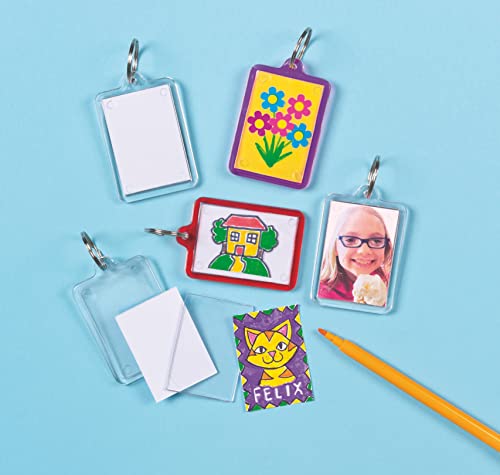 Baker Ross-E4572 Make Your Own Keyring Kit (Pack of 8), For Kids To Assemble And Attach To Key Rings And Bags, 8-pk, White