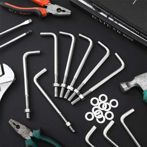 Yaocom XIE-YAOCOM-1224 10 Pieces Anchors Bolts 3/8-16 X 6 Inches 304 Stainless Steel Concrete J Bolts Cement Post Anchor Bolts Fastener thumb #4