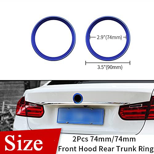 Image of SANRILY 2PC 74mm Emblem Decorative Ring for Front Hood Trunk 2.87inch Badge Logo Rings Replacement for BMW F23 E84 E30 E36 E46 E34 E39 E60 E65 E38 X3 X5 X6 1 3 4 5 6 7 Series (74+74 Blue)