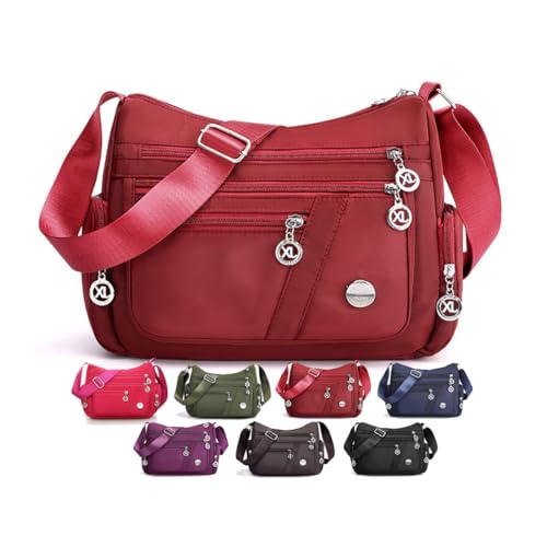 Bolsas transversais para mulheres, bolsa de ombro espaçosa com vários bolsos, bolsa tiracolo feminina moderna, Vermelho, 6 liters