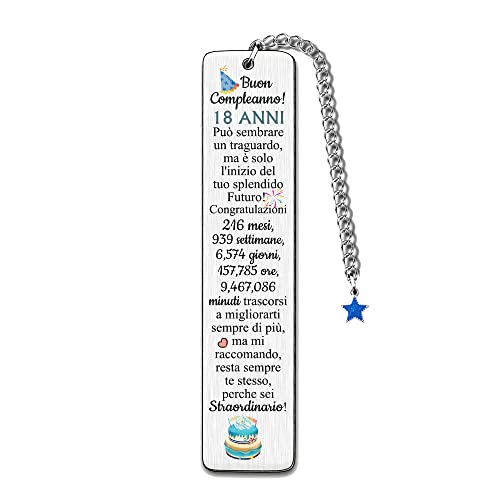 18º Cumpleaños Marcadores Inspirational Hermano Hijo Nieto Feliz Cumpleaños Presente Hombres Personalizado Primo Amante Libro Marcador Alentar Recuerdos Mejor Amigo Regalo Estrellas Azul Cover