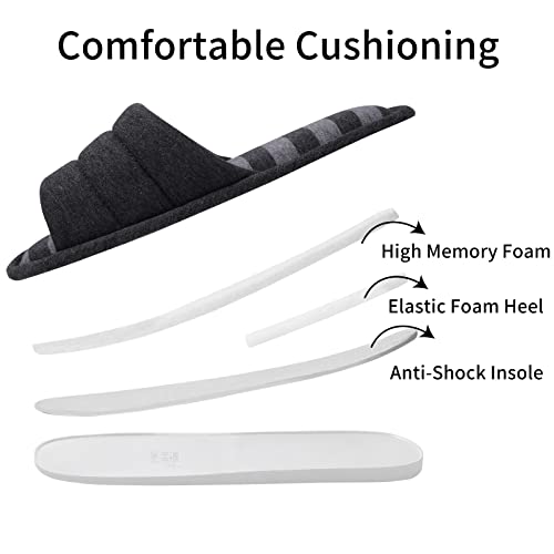 Shevalues Women's Soft Indoor Slippers Open Toe Cotton Memory Foam Slip On Home Shoes House Slippers, Dark Grey 260 #TOP2