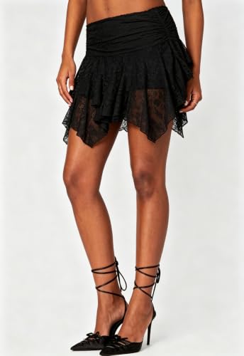 Image of Womens Y2k Ruffle Bloomer Short Lolita Layered Lace Mini Skirt