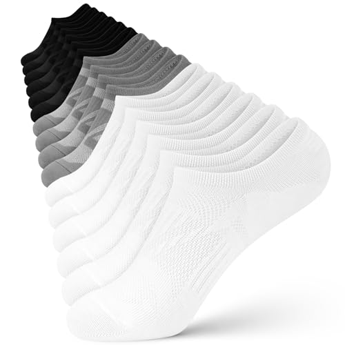 wernies No Show Socks for Women - 8 Pairs Low Cut Invisible Casual Short Ankle Socks for women Black/White/Gray 5-8