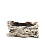 DIYOMR Macetas de cemento de madera flotante de imitación de tronco de hormigón para flores suculentas (7.3 pulgadas de largo x 3.8 pulgadas de ancho x 3.1 pulgadas de alto, color verde suelo)