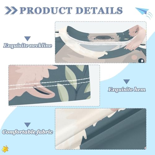 Boys Short Sleeve T-Shirts Cute Alpaca Sheep Cartoon Rashguard Kids Swim Shirts Sun UPF 50+ Multicoloured3