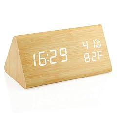 OCT 17 Wooden Alarm Clock, Wood Alarm Clock Smart LED Digital Clock for Bedroom/desks, Upgraded