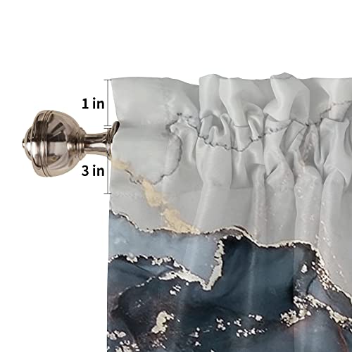 Marble Grey Valances For Windows Grey Gold Abstract Marbling Theme Art Painting Rod Pocket Short Window Valance Curtains Home Decor Window Treatment For Kitchen Living Room Bedroom 54X18In #TOP4