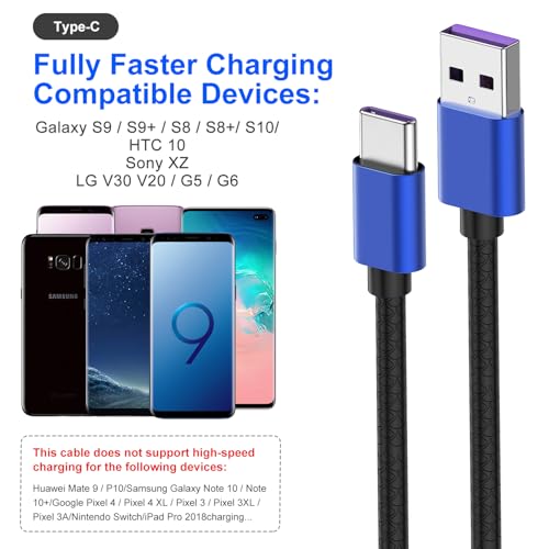 Image of CyvenSmart USB Type C Cable 10ft, [2 Pack] USB A 2.0 to USB-C Fast Charger Extra Long Durable TPE Cord Compatible with Samsung Galaxy A10 /A20 /A51 /S10 /S9 /S8 Plus /Note 9 /8,LG V50 V40 G8 G7 Thinq-Navy