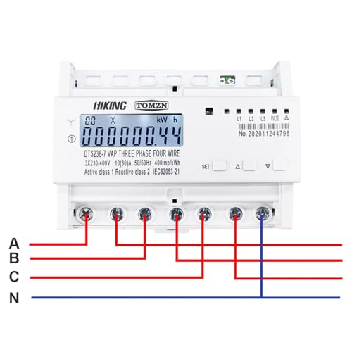 Compteur d'énergie triphasé de précision 380V rail DIN robuste 80A