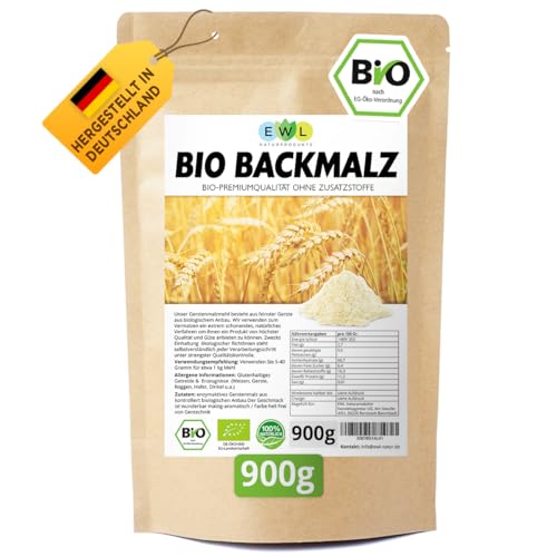 EWL Naturprodukte BIO Backmalz 900 g Bio Malz enzymaktiv 100% deutsche Gerste Gerstenmalz Backmalz für Brot und Brötchen