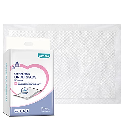 Dimora Disposable Underpads 23" x 35" Incontinence Pads, Bed Covers, Pee Pads, Puppy Training, Super Absorbent Protection for Kids, Adults, Aged, Pet, Accidents