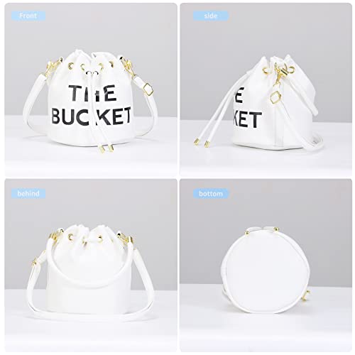 Image of JQAliMOVV Mini Leather Bucket Bags for Women Drawstring Bucket Purse Crossbody Handbags Hobo Bag