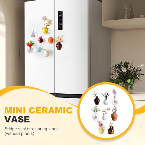 8 imanes mini jarrón para refrigerador 3D cerámicos miniatura 6