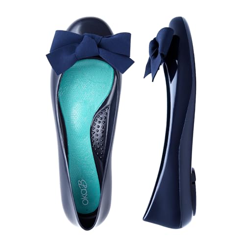 Oka-B Women's Taylor Pollie Flats,Sapphire with Sapphire Suede Bow Charm, Size 10 M