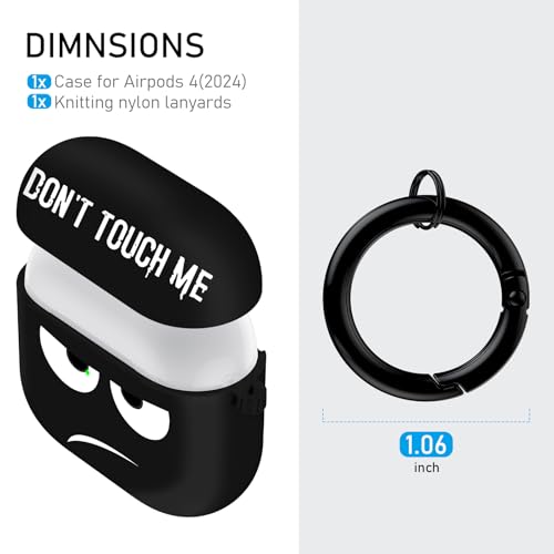 Image of for Apple Airpods 4th Generation Case Cover(2024),Don't Touch Me for Airpods 4 Cover with Keychain /Lanyard Soft Cute Shockproof Covers for Women Men Compatible AirPod 4 Case,Black