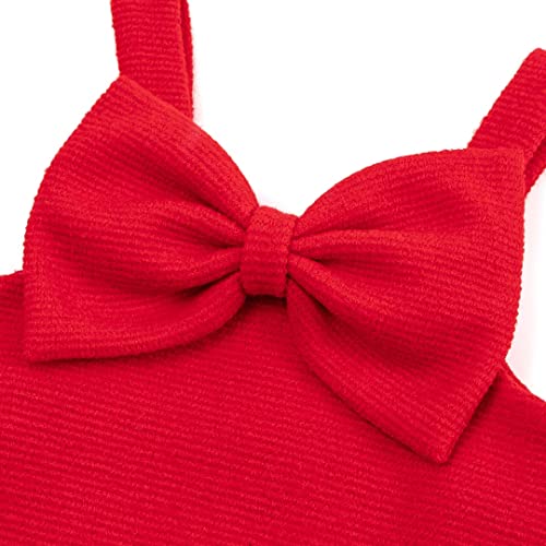 Christmas Dress for Girls Toddler Sleeveless Red Bow Ribbon Dresses4